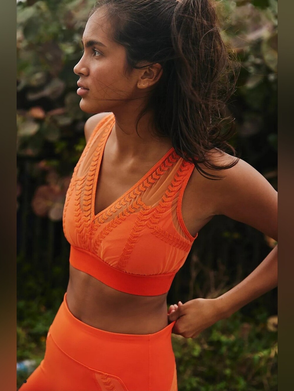 Free People Movement Desert Renegade V-Neck Bralette In Mandarin Red Orange
